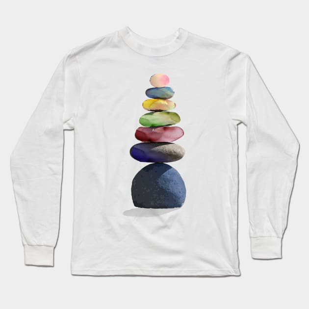 Cairn Stone Tower Pink on Top Long Sleeve T-Shirt by jgeiger714